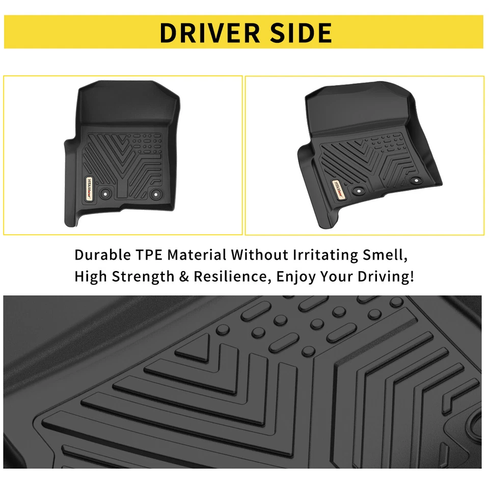 YITAMOTOR TPE Floor Mats Floor Liner for 2010-2014 Ford F-150 F150 SuperCrew Cab - Image 3 of 4