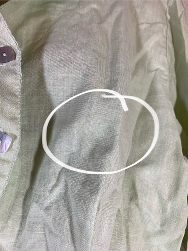 Cut Loose Linen Blouse Women’s Large Lagenlook Coastal Grandma Preppy STAIN READ - Picture 3 of 15