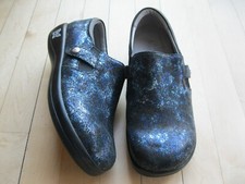 Alegria Keli Devine Leather Healthcare Nurse Clog Shoe Black Blue Women 9 EU 39