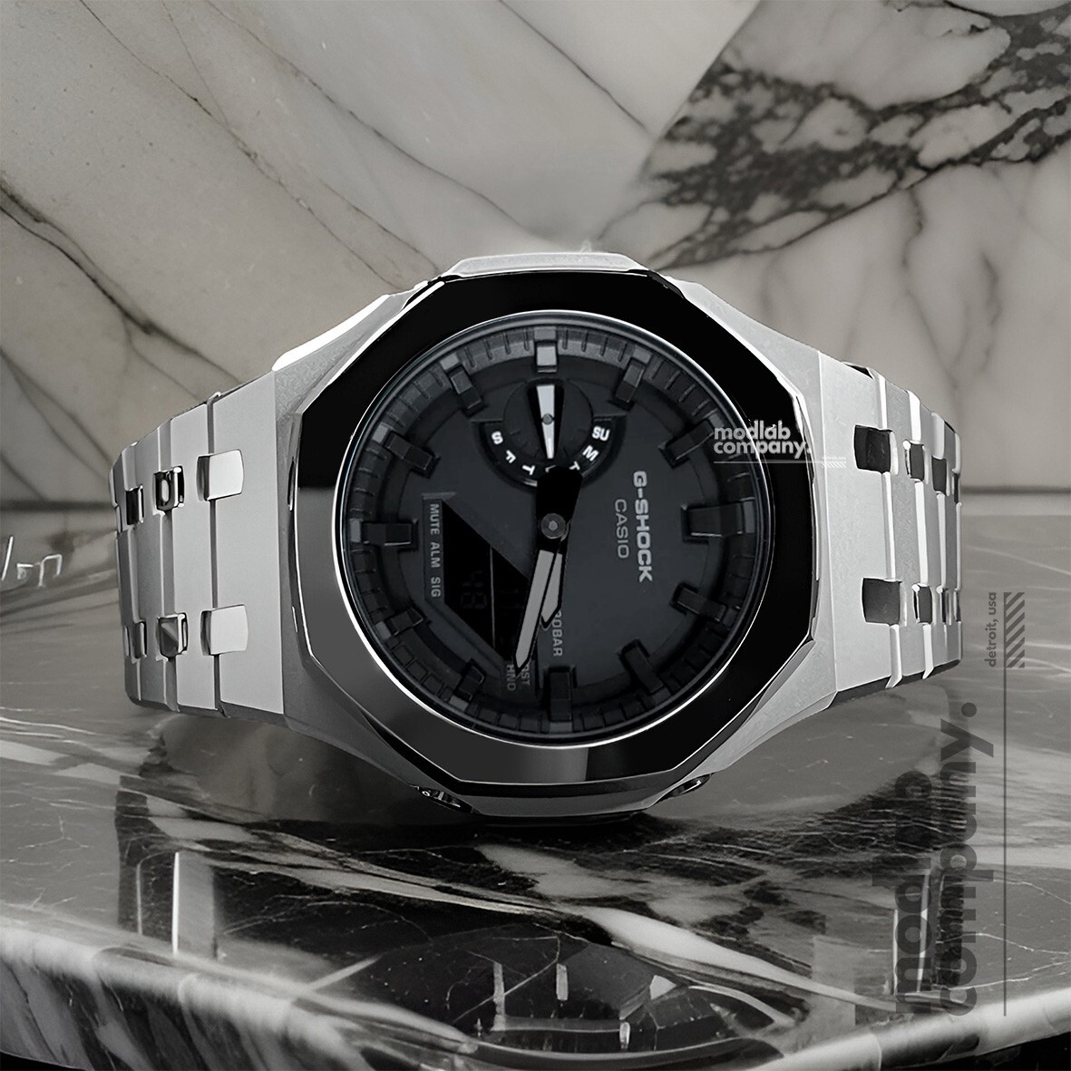 New 2025 Silver Custom Casio G-Shock GA2100 Mod Watch Casioak Gift