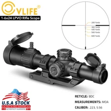 1-6x24 LPVO Hunting Rifle Scope Red illuminated BDC Reticle Optical Gun Scope US