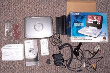 Coby Portable DVD Player 7" with Accessories and Remote Tested Works DVD Not Inc