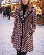 Vintage Nine West Lavender Wool Beaded Tweed Coat Size S Y2K Old Money Artsy