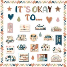 Mental Health Posters It's Okay to Boho Bulletin Board Set Therapy Offices De...
