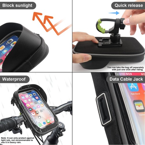 Bike Phone Handlebar Bag Holder Bike Phone Holder Waterproof Bike Bag with Su... - Picture 2 of 7
