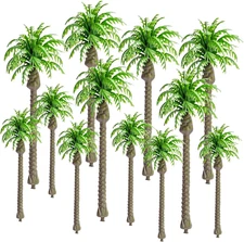 12 PCS Model Coconut Palm Tree, Mini Scenery Model Tree for Train Railway Scener