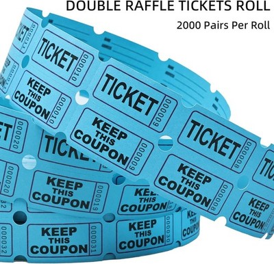 Raffle Tickets Roll 2000 Tickets Double Roll Fundraisers Carnivals Events Blue