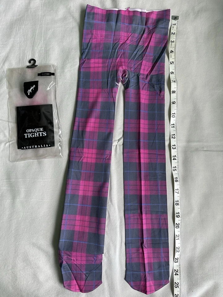 Zephyrs Australia Pink & Gray Plaid Opaque Tights (2–4 Years) - Image 3 of 4