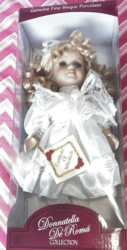 Donnatella De Roma Collection Catherine 18in Bisque Doll Hand Painted w/ Stand
