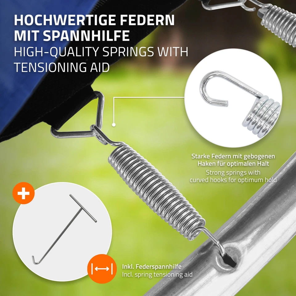 Trampoline de jardin avec filet de sécurité et échelle set complet bleu Ø 366 cm - Photo 4/4