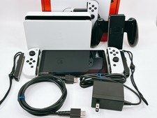 Nintendo Switch OLED White 64GB Console All Accessories 2JoyCon BOX Good Cond.