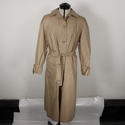 London Fog Damen Trenchcoat mit Innenfutter Maincoats Beige Gürtel Größe 12R