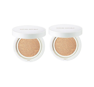 2 X NATURE REPUBLIC Green Derma Mild Cica Cover Cushion, #1 Light Beige 