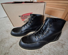 'RARE' - RED WING 9075 - BLACK HARNESS LEATHER MOC TOE BOOTS - USA MADE - UK 8D