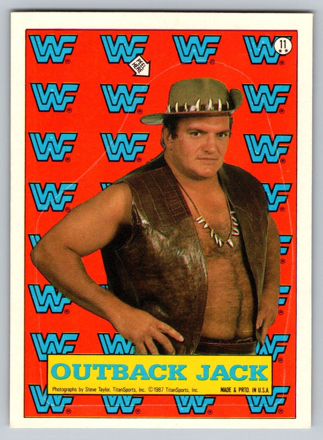 Outback Jack #11 Wrestling Cards 1987 Topps WWF Stickers trading card — raw and PSA graded price guide