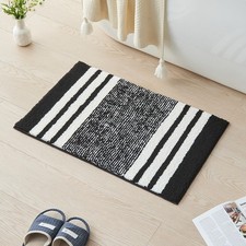 CozeCube Non-Slip Bath Mat, Fluffy Absorbent Microfiber, Black, 24"x16"