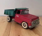 Tonka Vintage Pressed Steel Dump Truck Toy Vehicle, Red Cab Green Bed