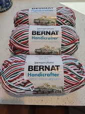 Bernat Handicrafter Cotton Yarn Red White Green Mistletoe Ombre Lot Of 3