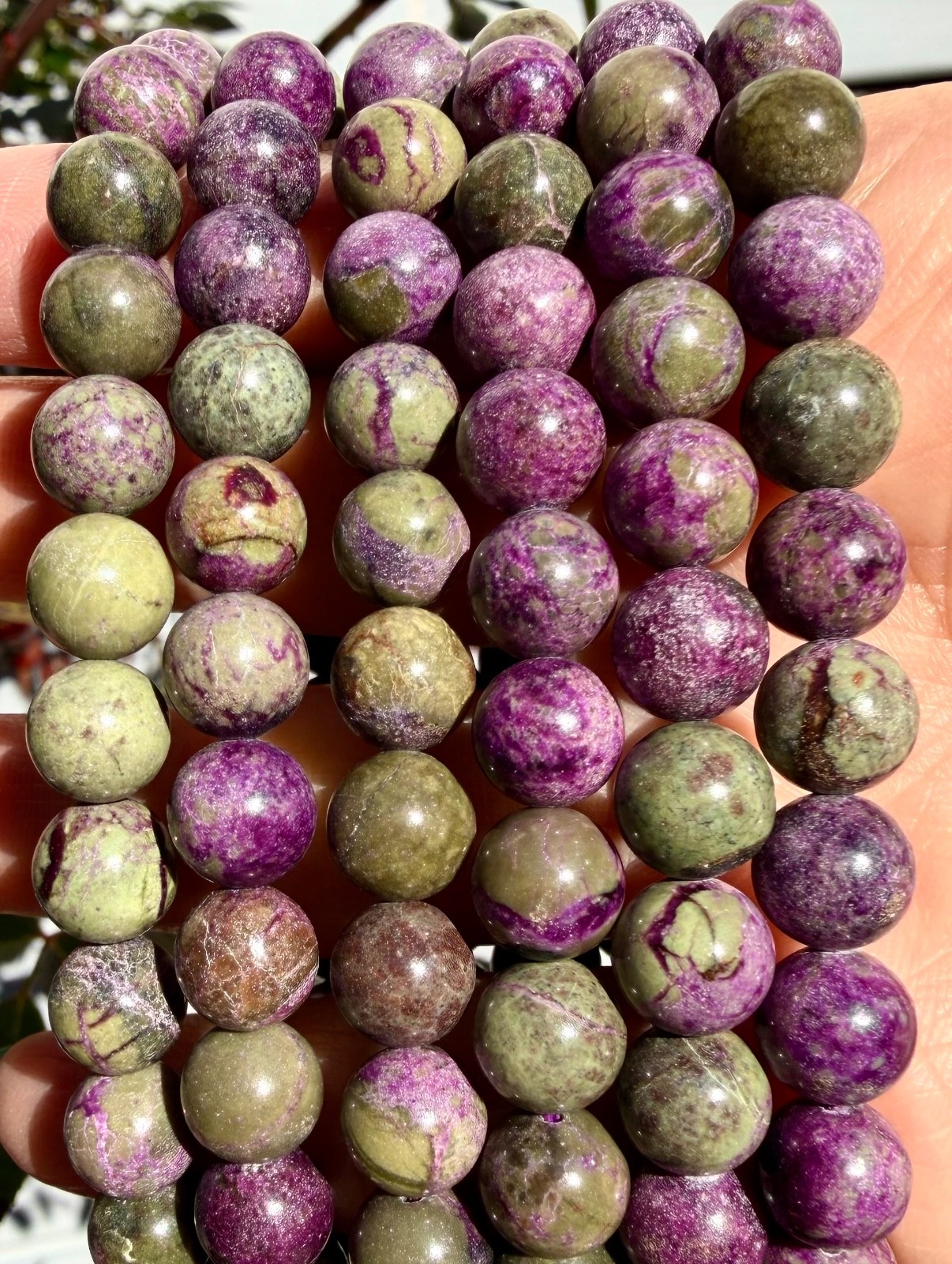 Wholesale 6 Pcs Natural Atlantisite 8mm 7.5”   Crystal Healing Stretch Bracelet