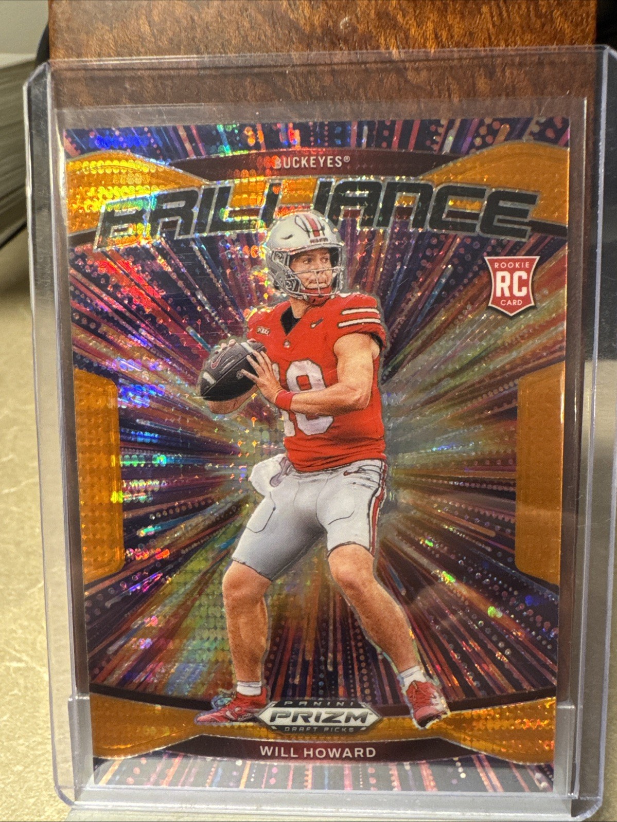 2025 Prizm Draft Picks Brilliance Orange Pulsar Will Howard /75