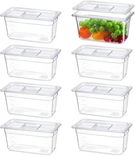 8 Sets Plastic Clear Food Pans with Lids, 1/3-Size 6" Deep Polycarbonate Food Co