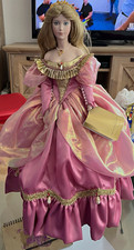 Franklin Heirloom Dolls Porzellanpuppe blond, rosa/gold Kleid, Diadem