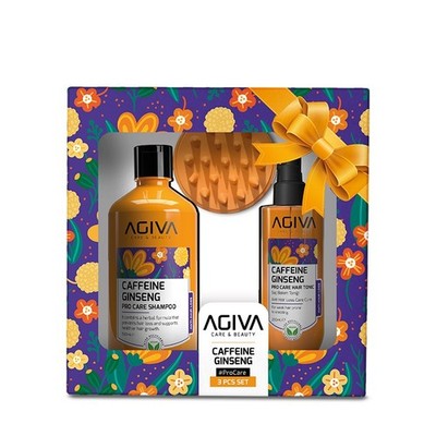Agiva Caffeine & Ginseng Pro Care Set for Weak Hair Prone to Loss & Shedding, 3 