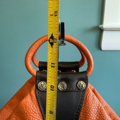 Valentina Italian Leather Shoulder Backpack Pebbled Orange  display picture 1