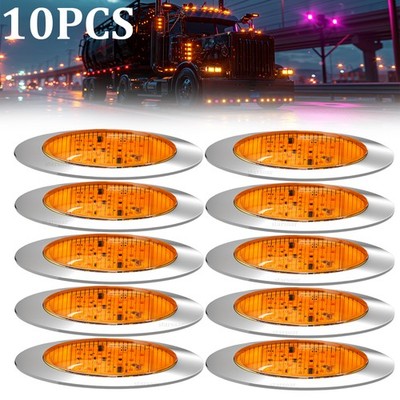 10x Amber 6.5'' Oval Side Marker Lights Strobe LED Truck Trailer Clearance Turn 