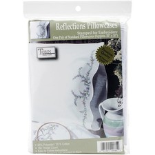 Tobin Stamped Pillowcase Pair for Embroidery, 20 by 30-Inch, Reflections