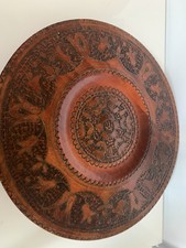 assiette ancienne en Bois Sculpté 30cm Année 70