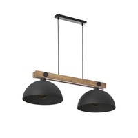 HäNgelampe HäNgeleuchte Schwarz Holz Metall 87 Cm 2X E27 LäNglich Esstisch
