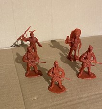Soldatini Indiani Pellerossa In Plastica Vintage Anni 80 Lotto 5 Pezzi H Cm 7,5