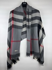 Burberry London Giant Check 100 Cashmere Scarf Grey / Red