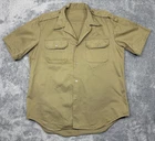 Vintage 1970s USA Military Army Shirt Vietnam Era Khaki Short Sleeve Size L