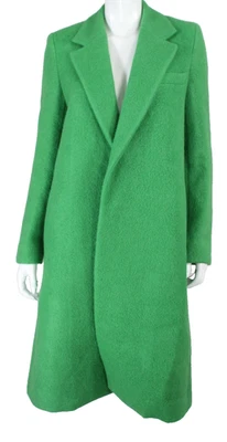THE ROW $6,950 2022 Grass Green Textured Alpaca DEMI Open-Front Coat S