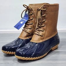 Jbu By Jambu Maplewood Duck Boots Water-Resistant Lace-up Boots 8M Tan Navy