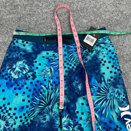 Hurley Board Shorts Boys 16 Blue Gaze Floral Print 9 Inch Inseam Swim Trunks - Picture 5 of 11