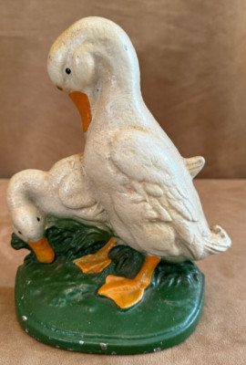 John Wright Iron Doorstop Vintage Ducks cast iron USA White goose