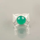 Rare Green Onyx Cab Gemstone Handmade 925 Sterling Silver Jewelry Ring For Women
