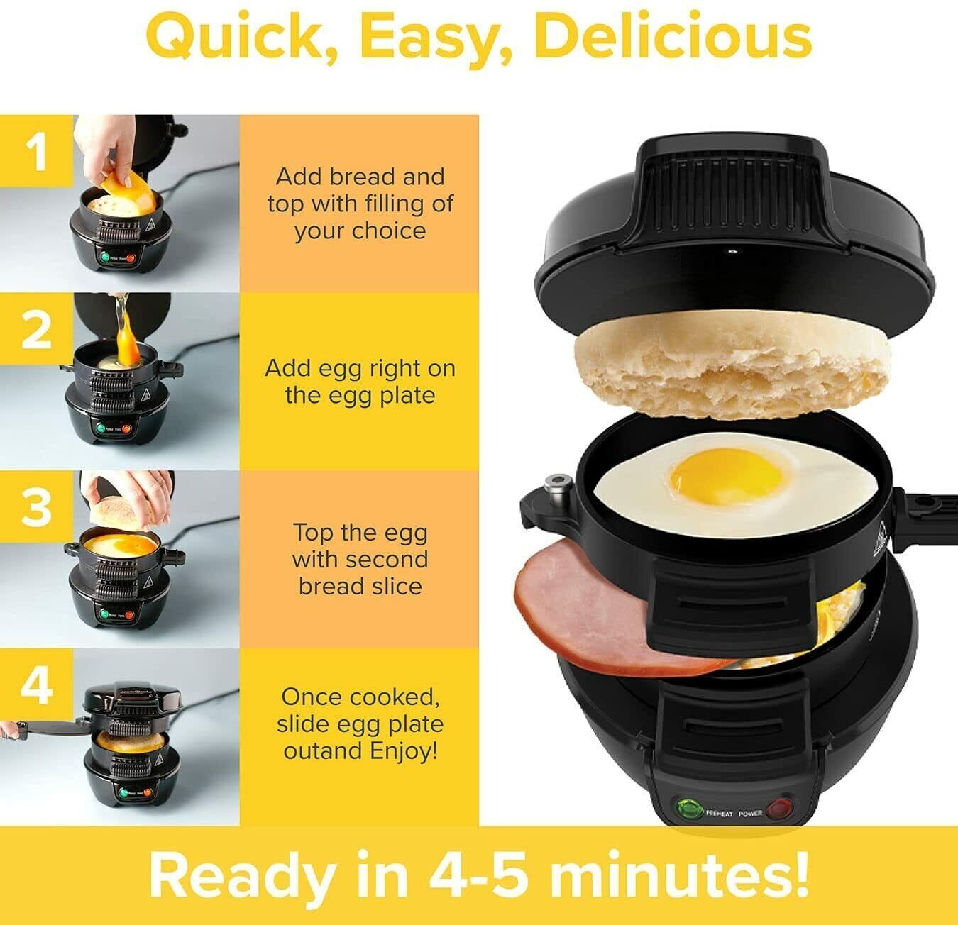 Drew & Cole Breakfast Electric Sandwich Maker Grilled Sandwich Maker