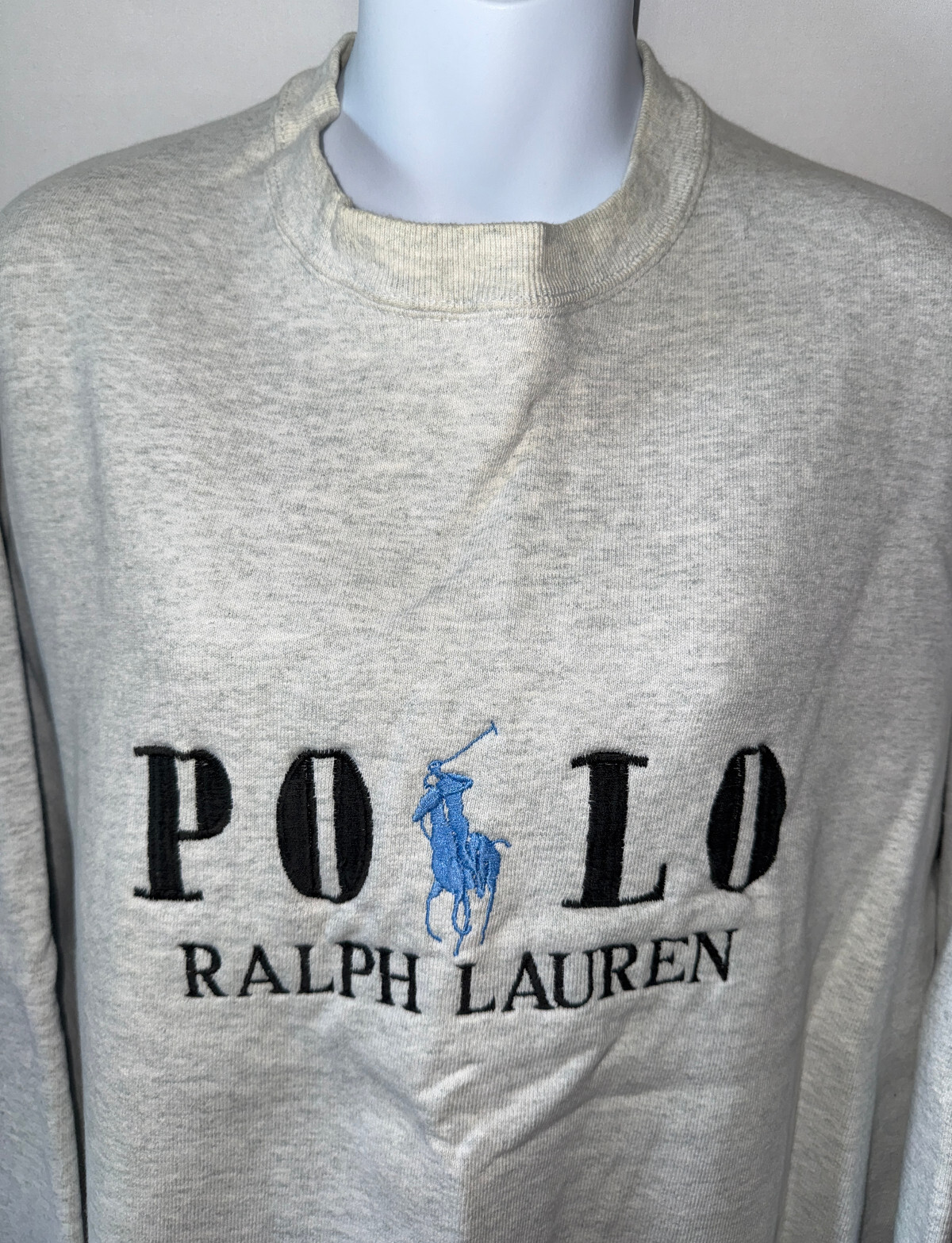 Polo Ralph Lauren vintage grande pony ricamata grigia girocollo felpa uomo XL