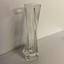 Glencairn Crystal 22cm Glass Bud Vase "Twist" Rennie Mackintosh Crystal with box