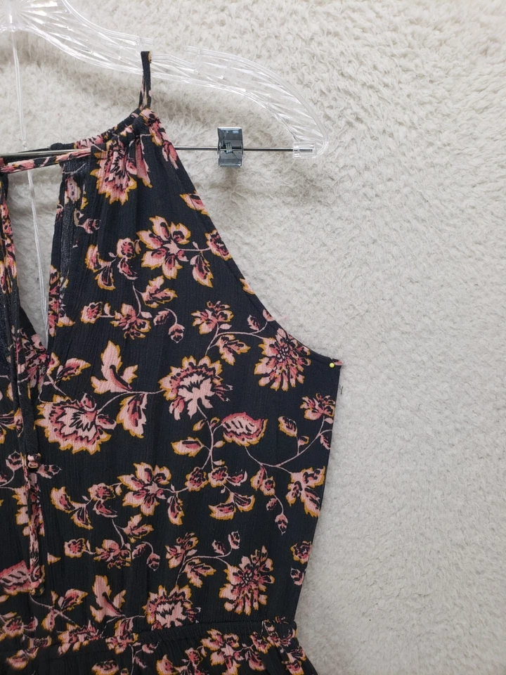 Mamelucos para mujer Aeropostale grandes negros florales 100 % rayón llave ajuste informal mini Foto 3 de 4