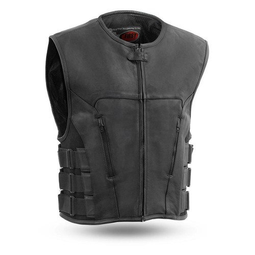 Gilet moto homme en cuir swat style swat - Photo 1 sur 5