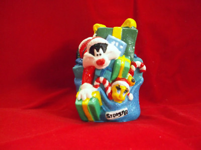 Looney Tunes Tweety & Sylvester Christmas  Hand Painted Plaster