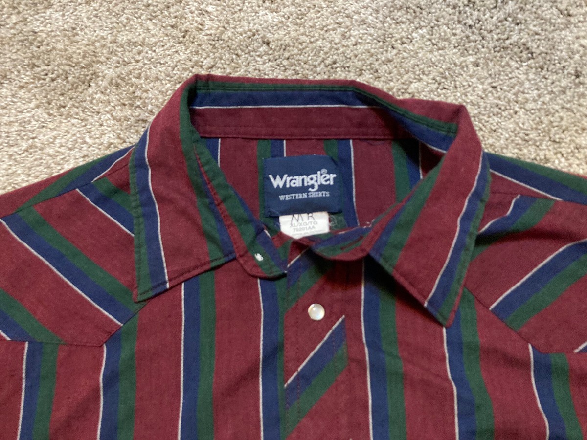 ❣️極美品　80s Wrangler Western Shirts ❣️ Wrangler Mens Vintage Pearl Snap Western Striped Shirt L/S X