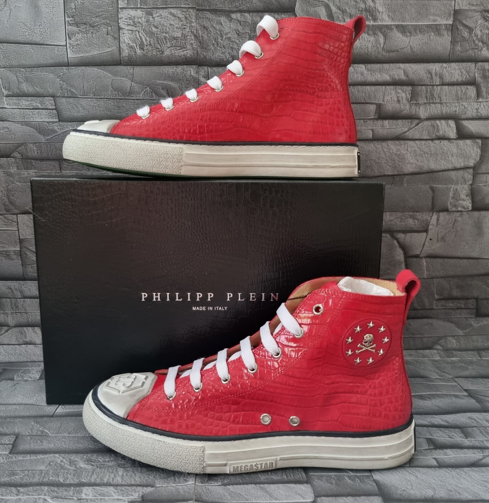 PHILIPP PLEIN MEN'S HI-TOP SNEAKERS CROCODILE MEGASTARS / 42 / NEW /