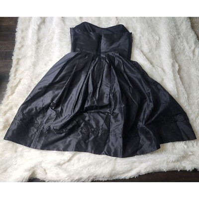 black alfred angelo bridesmaid dresses 100% silk strapless sweetheart lined dress size 4 Necklace Length:18