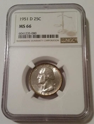 1951 D Washington Quarter MS66 NGC Toning